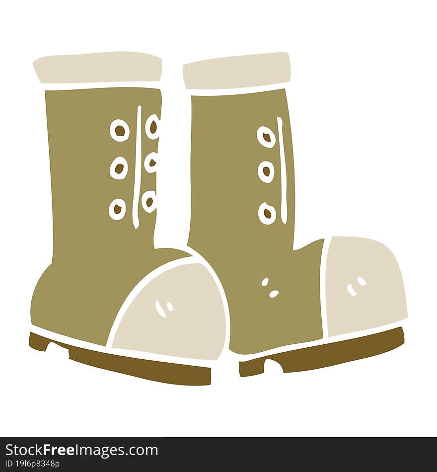 flat color illustration cartoon work boots