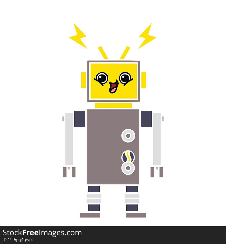 flat color retro cartoon of a robot