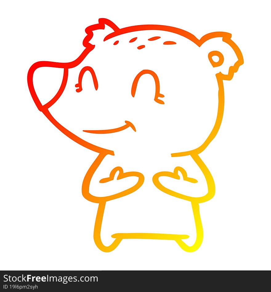 Warm Gradient Line Drawing Friendly Bear Cartoon