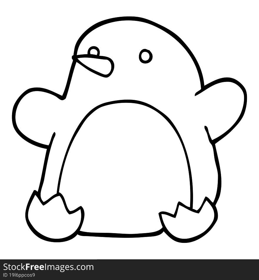 line drawing cartoon dancing penguin