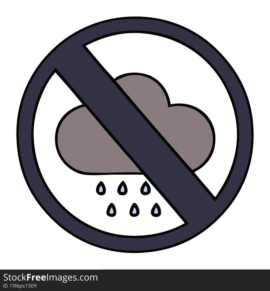 Cute Cartoon Storm Rain Cloud Sign