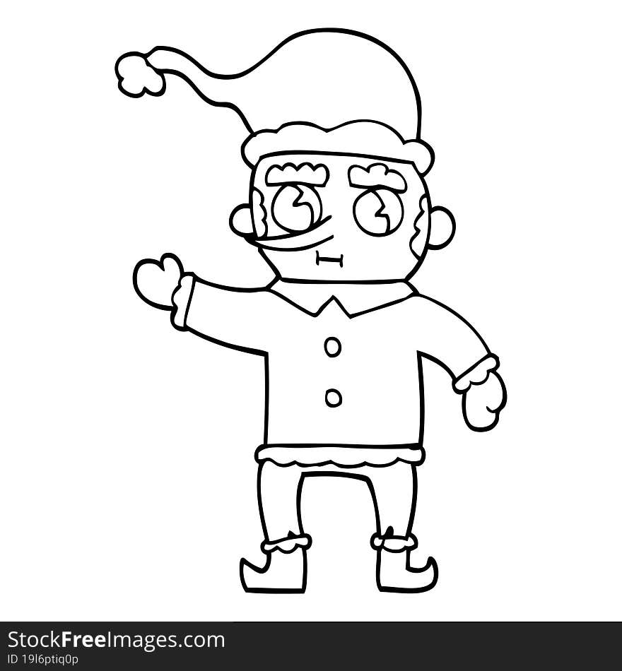 line drawing cartoon christmas elf