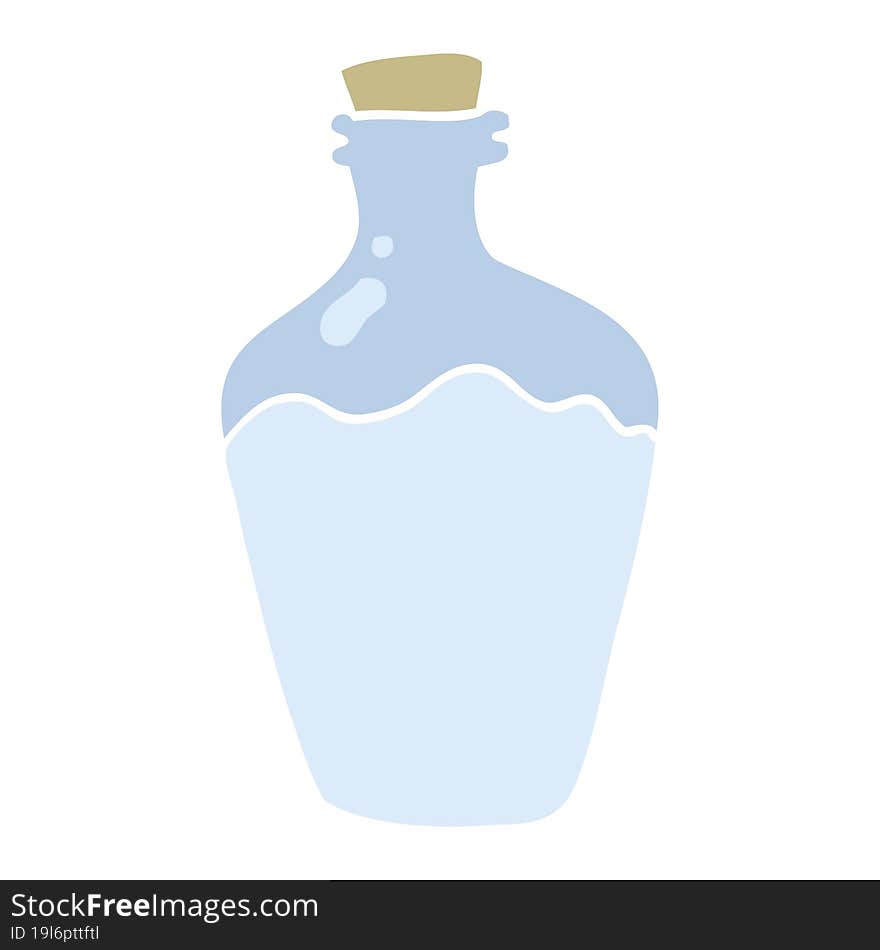 Flat Color Illustration Of A Cartoon Water Bottle