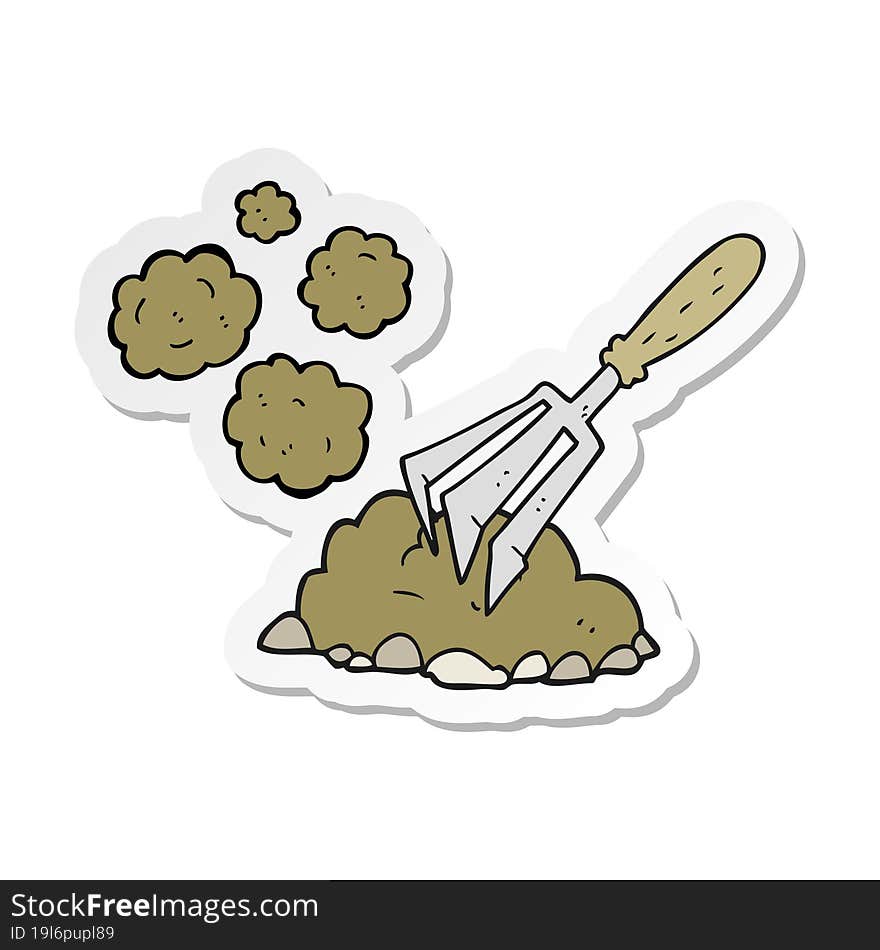 Sticker Of A Cartoon Gardening Tool