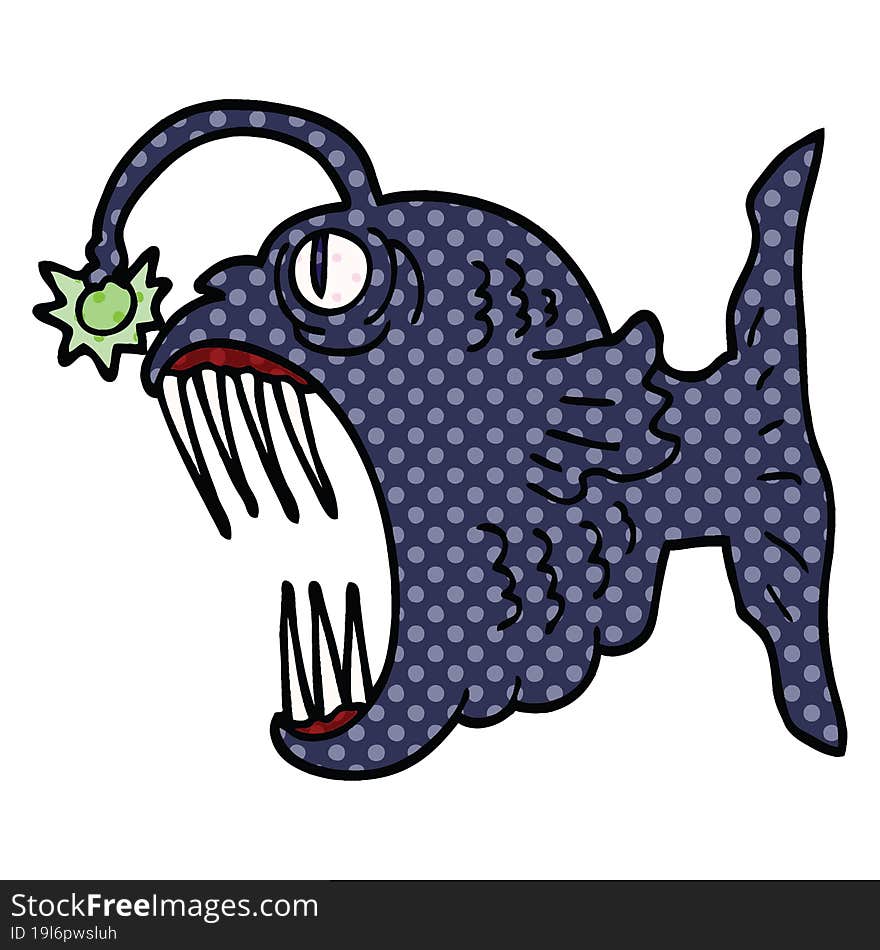 comic book style cartoon lantern fish