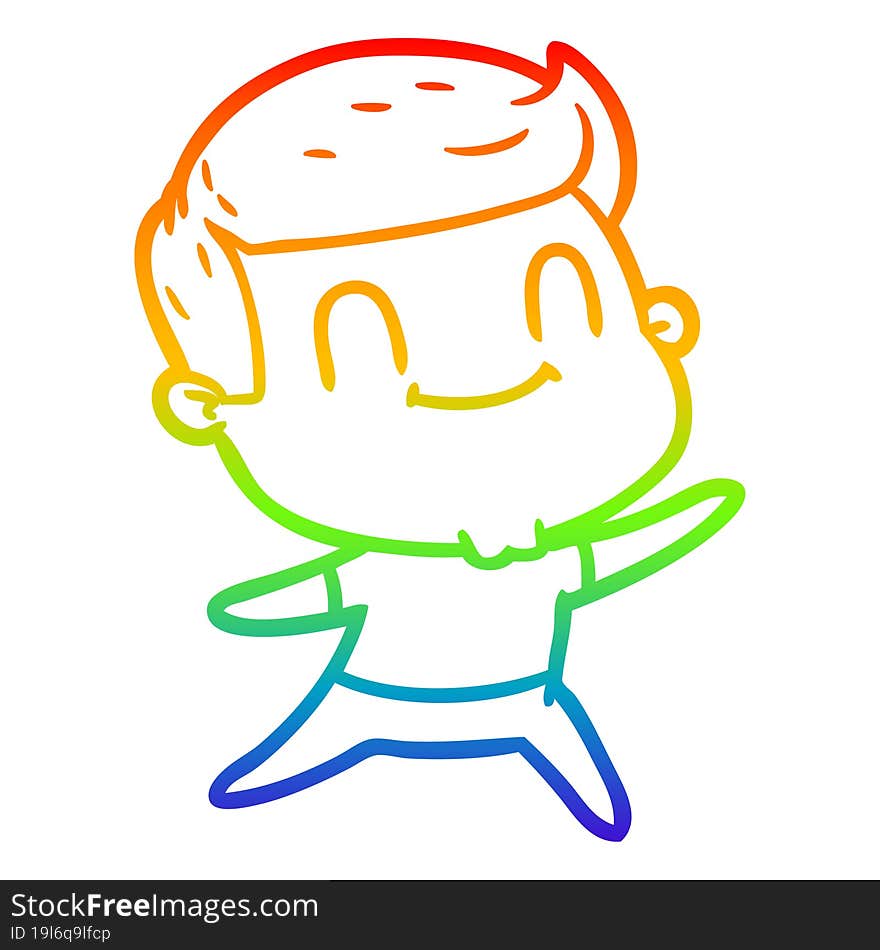 Rainbow Gradient Line Drawing Cartoon Friendly Man