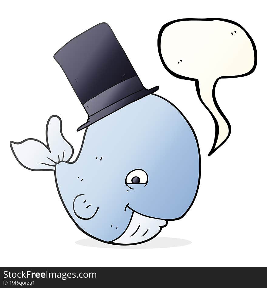 Speech Bubble Cartoon Whale In Top Hat