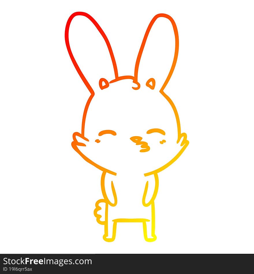 warm gradient line drawing curious bunny cartoon