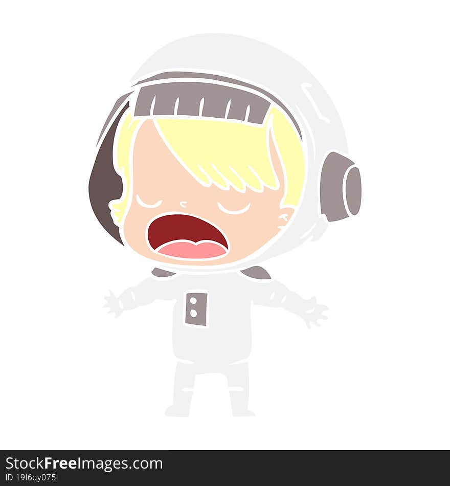 flat color style cartoon talking astronaut