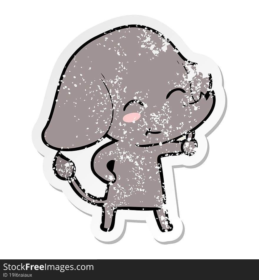 distressed sticker of a cute cartoon elephant