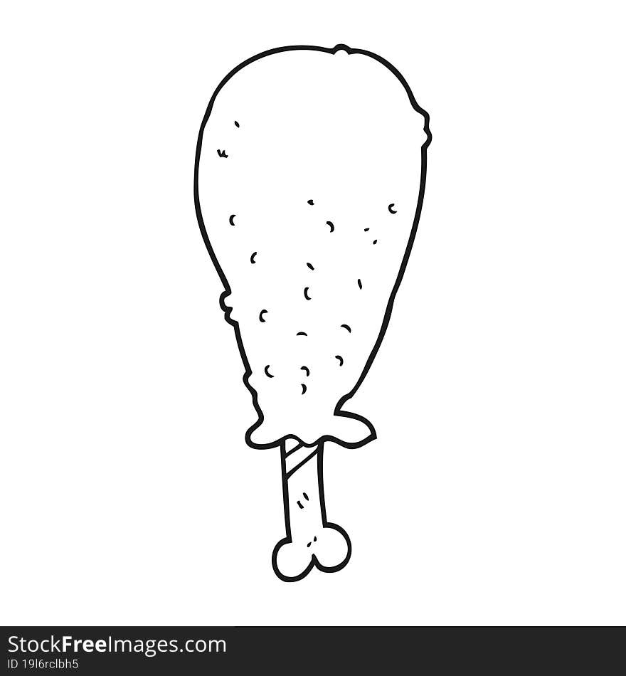 black and white cartoon chicken leg