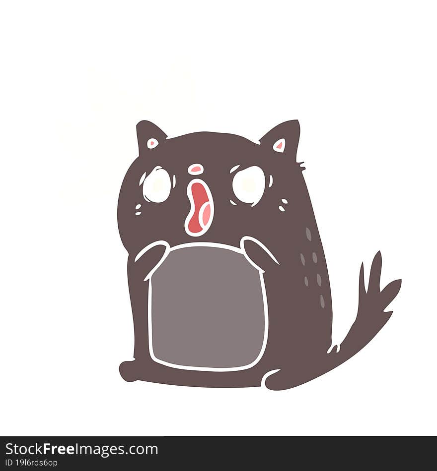 flat color style cartoon shocked cat amazed