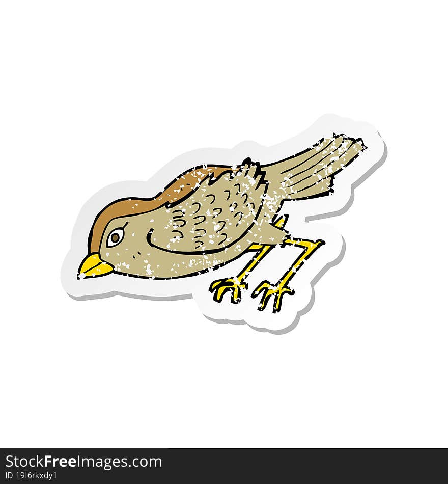 retro distressed sticker of a cartoon garden bird