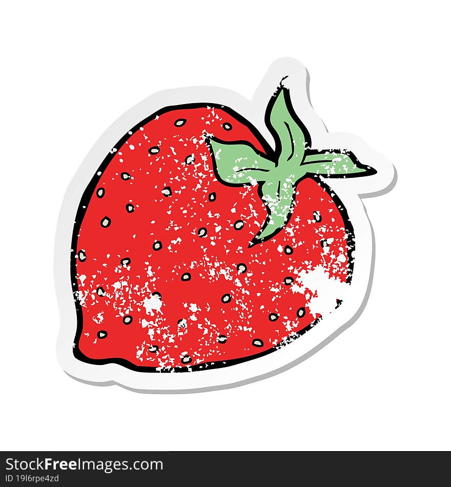 Retro Distressed Sticker Of A Cartoon Strawberry