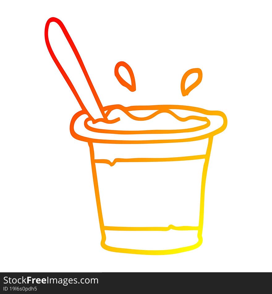 warm gradient line drawing cartoon yogurt