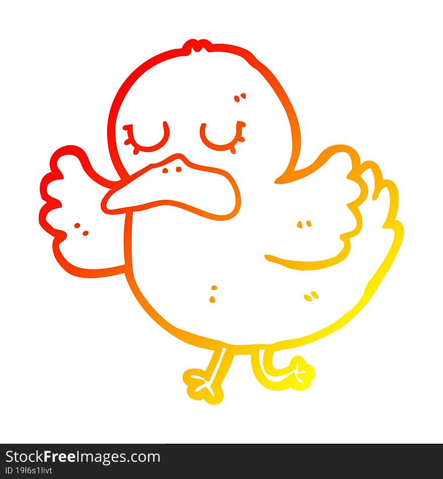 warm gradient line drawing cartoon duck