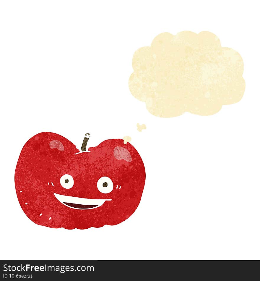 cartoon apple with thought bubble