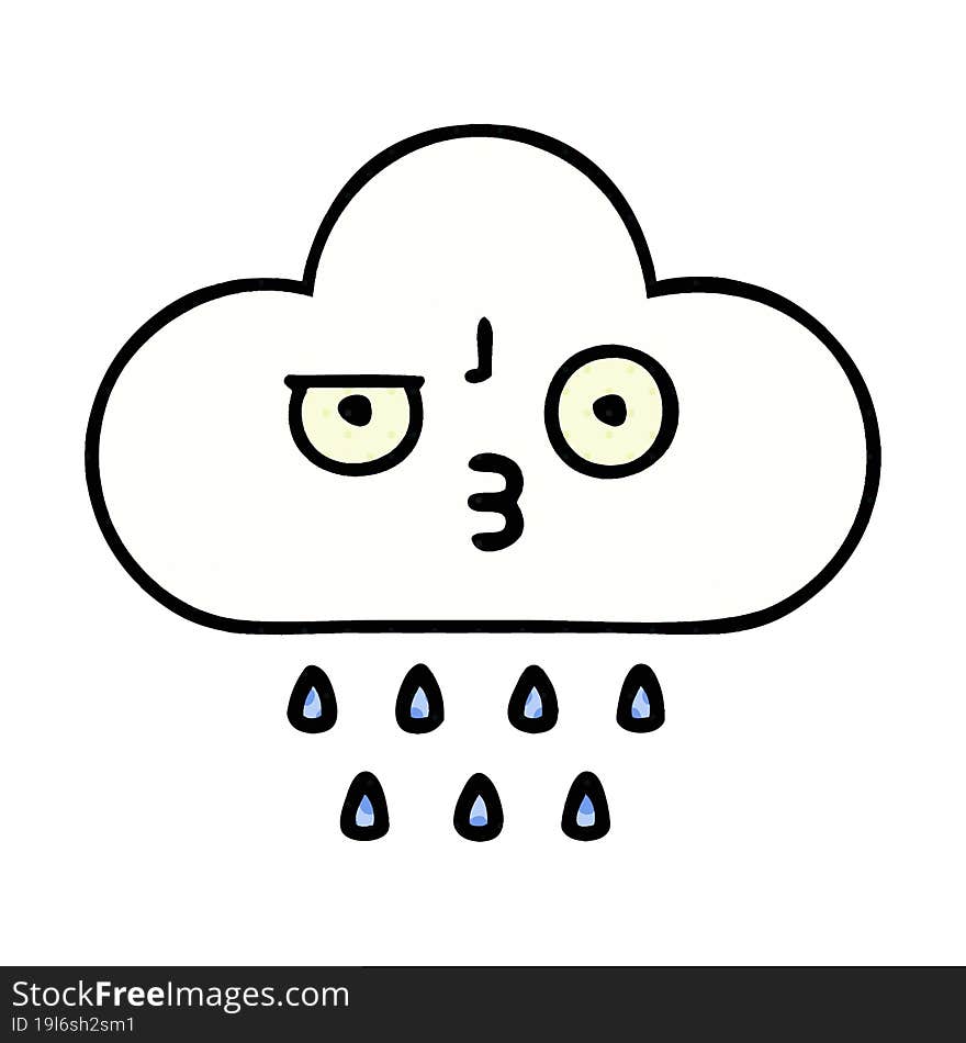 comic book style cartoon of a rain cloud