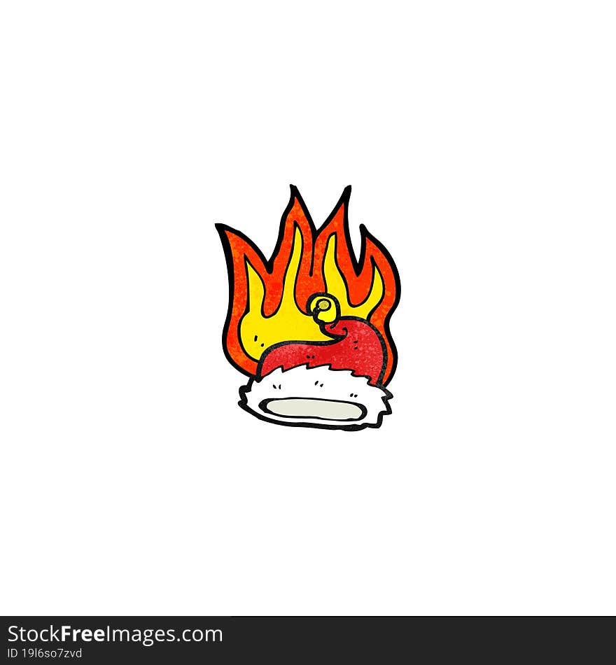 Flaming Santa Hat Cartoon