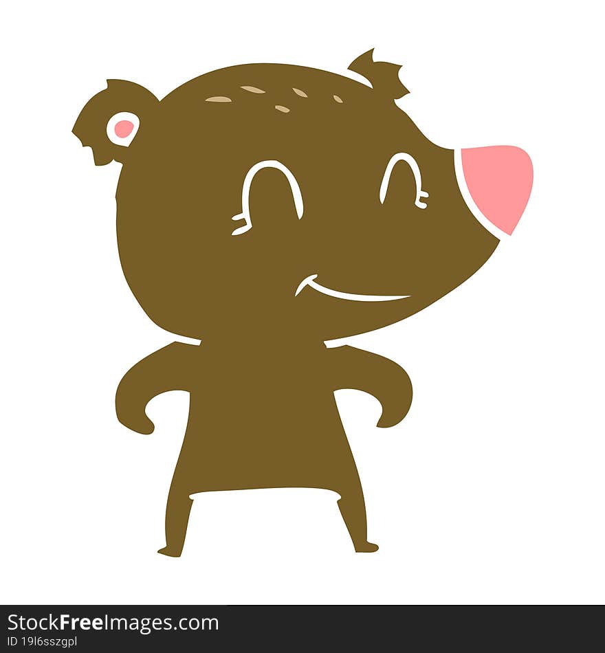 smiling bear flat color style cartoon