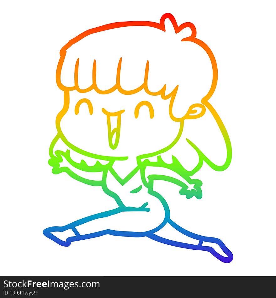 rainbow gradient line drawing of a cartoon woman