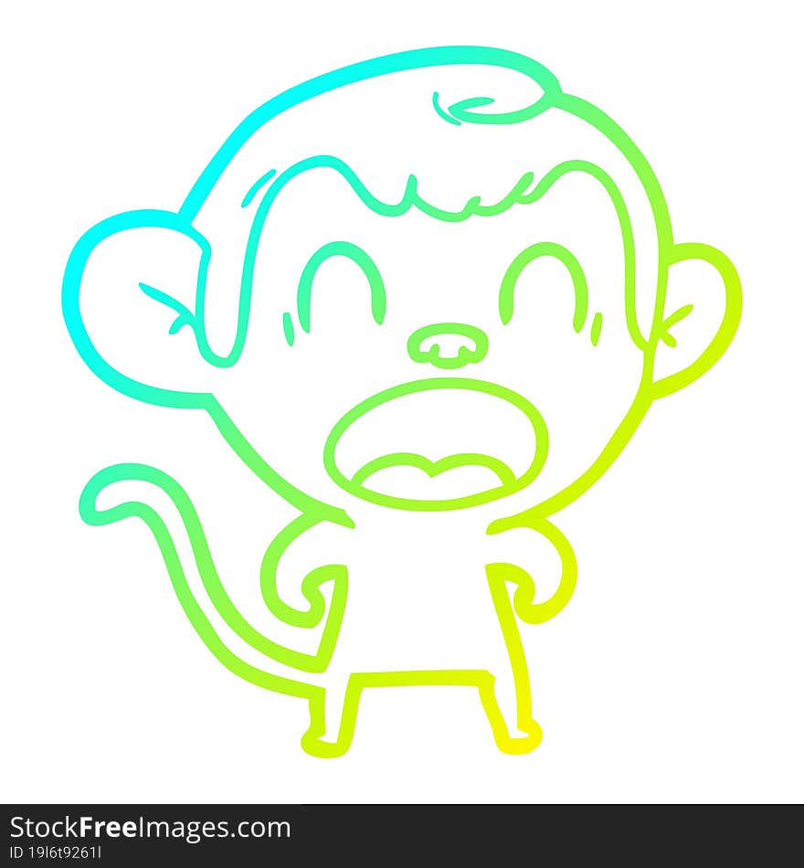 cold gradient line drawing shouting cartoon monkey