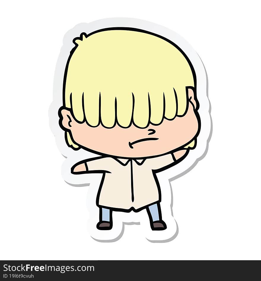 sticker of a cartoon boy with untidy hair