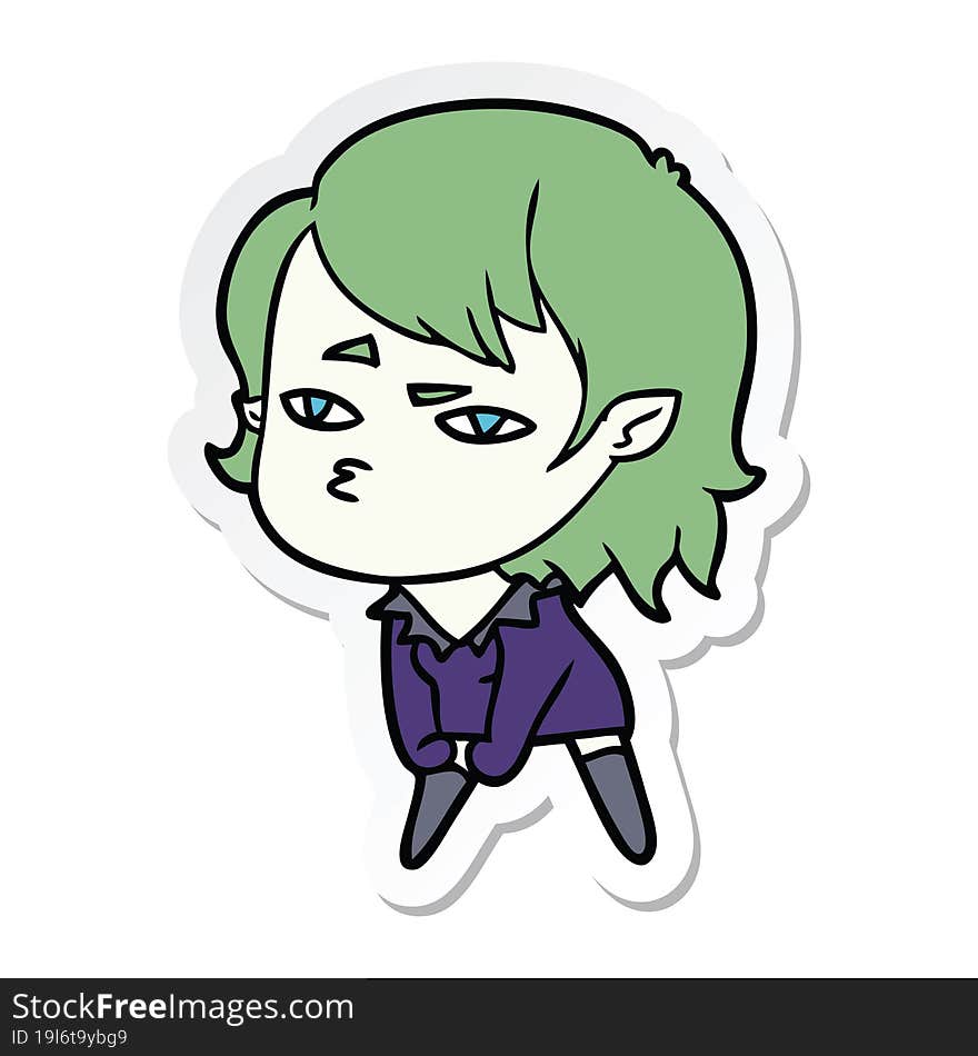 sticker of a cartoon vampire girl