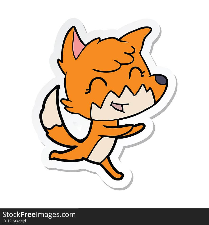 sticker of a happy cartoon fox