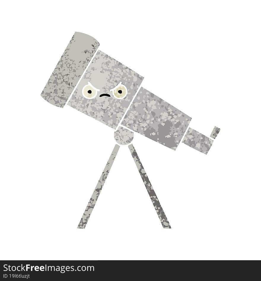 retro illustration style cartoon telescope