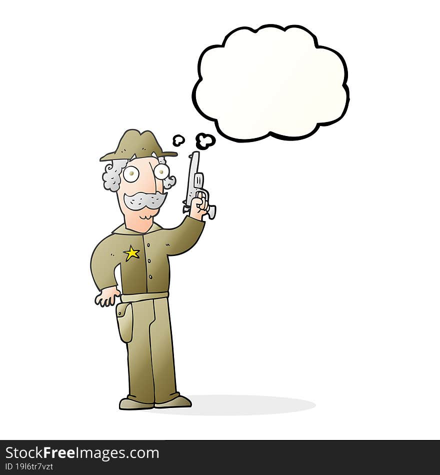 freehand drawn thought bubble cartoon sheriff