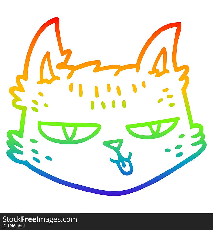 rainbow gradient line drawing cartoon happy cat