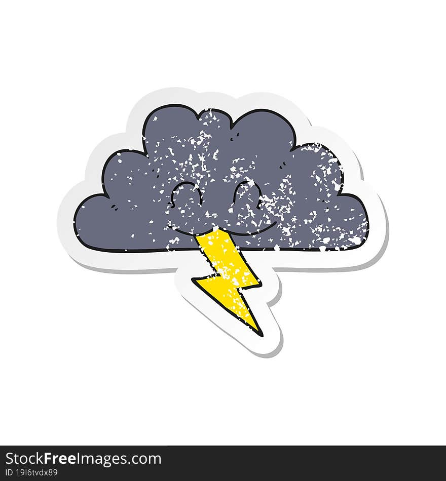 retro distressed sticker of a cartoon storm cloud