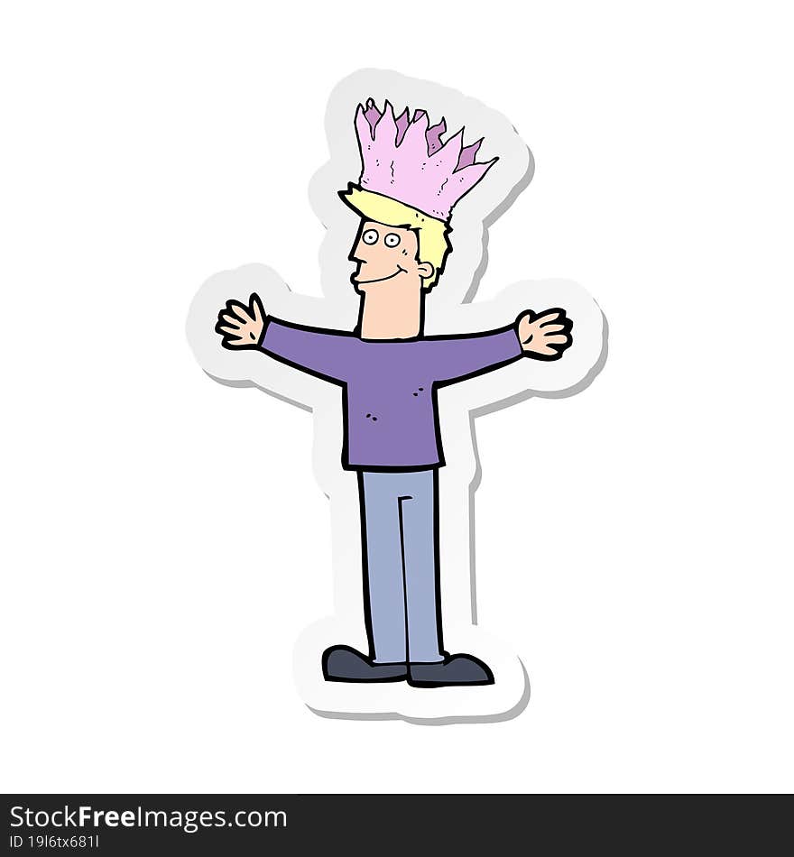 sticker of a cartoon man in paper hat