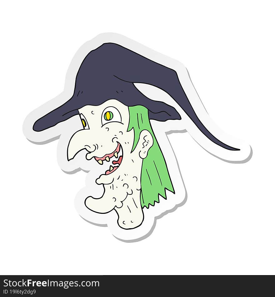 Sticker Of A Cartoon Cackling Witch