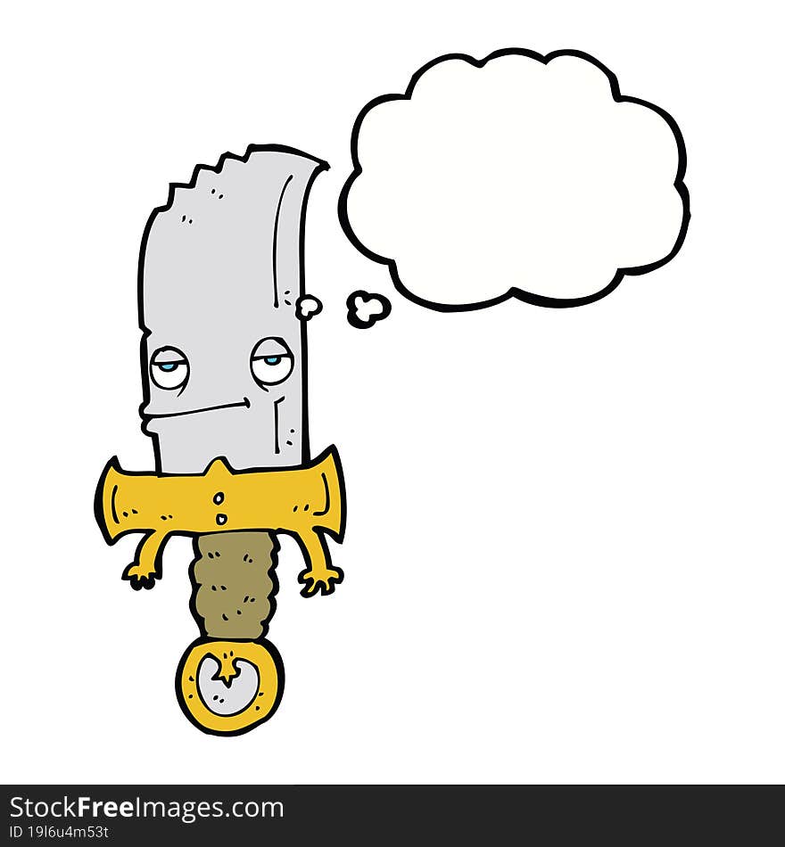 knife cartoon character with thought bubble