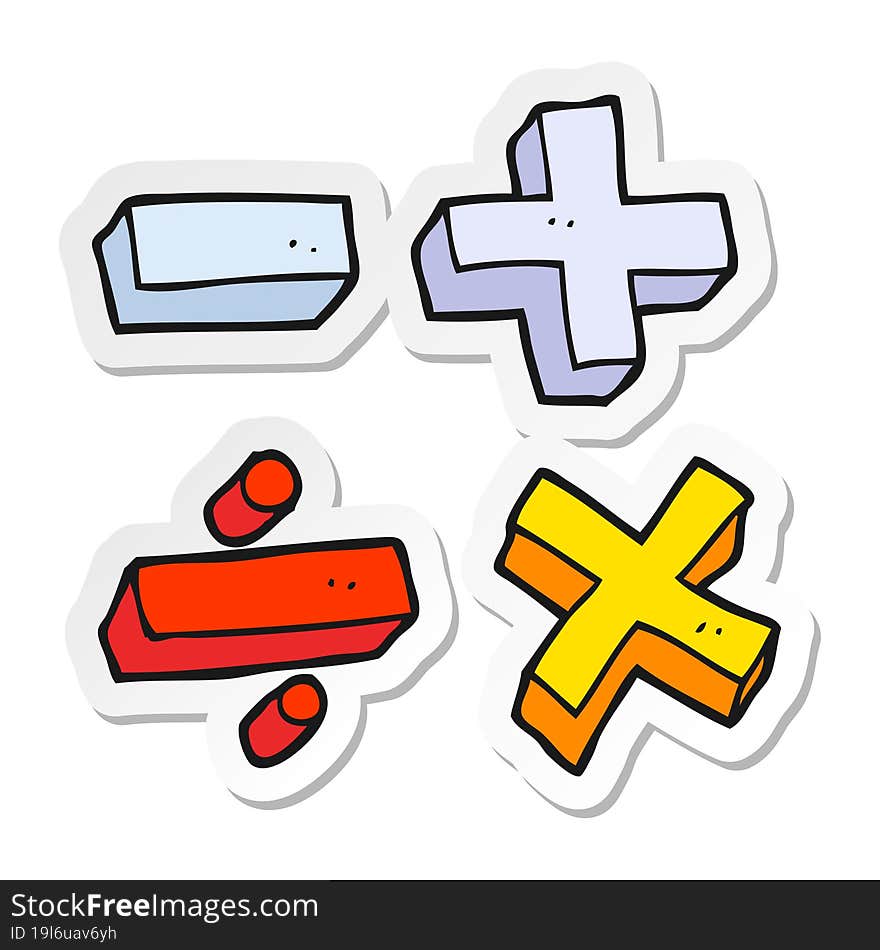 Sticker Of A Cartoon Math Symbols