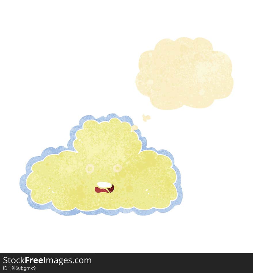 cartoon cloud symbol with thought bubble