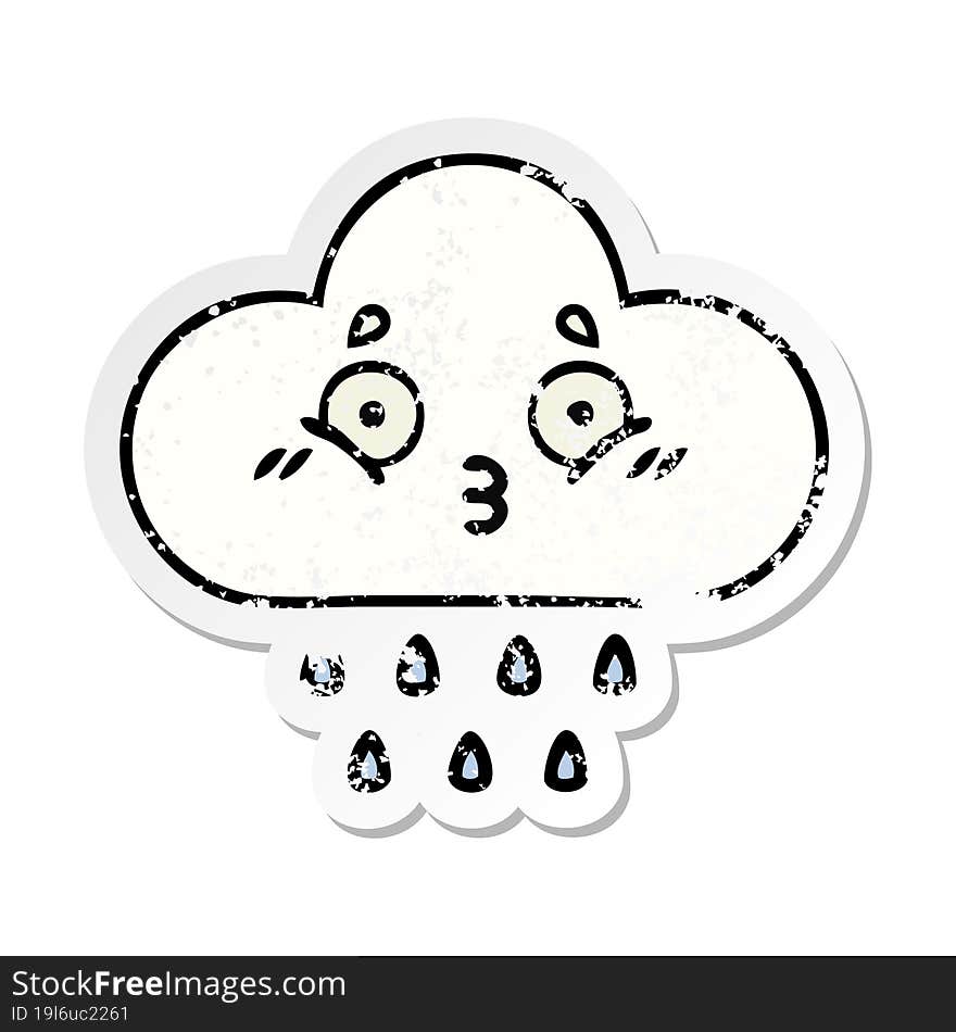 Distressed Sticker Of A Cute Cartoon Rain Cloud