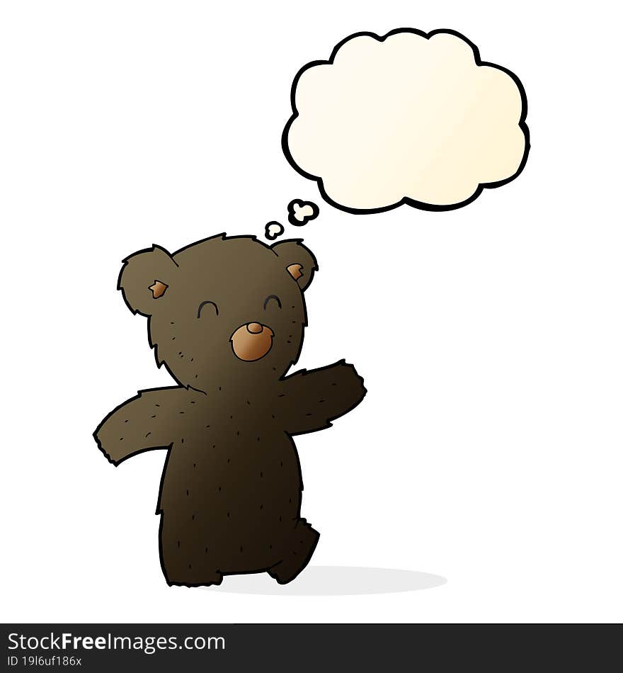 cartoon black bear with thought bubble