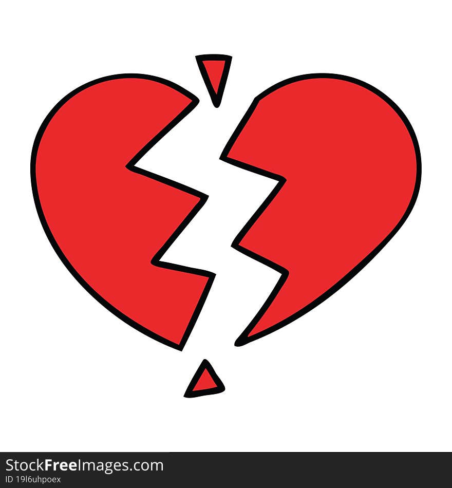 cute cartoon of a broken heart. cute cartoon of a broken heart