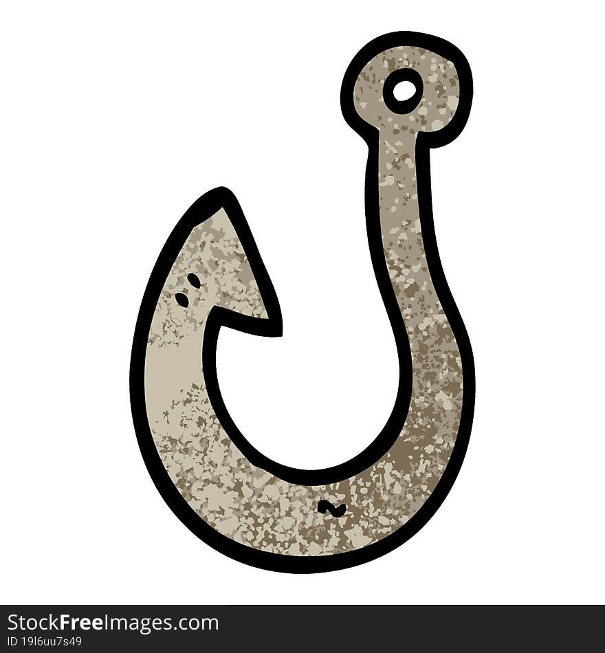 Grunge Textured Illustration Cartoon Fish Hook