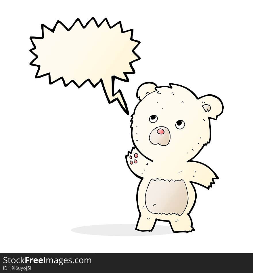 cartoon curious polar bear with speech bubble