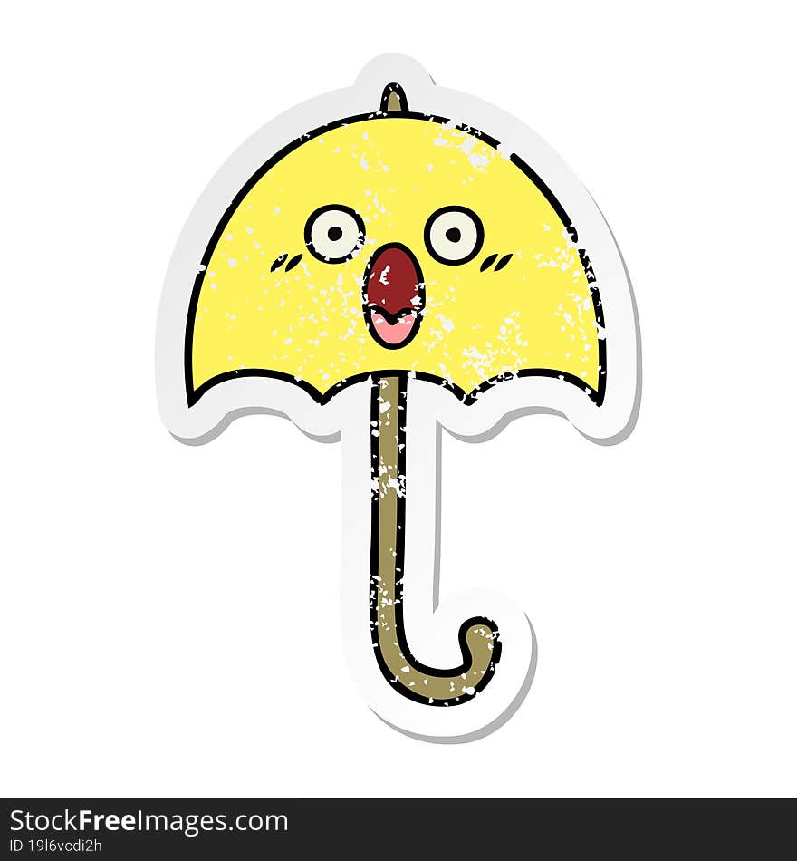 Distressed Sticker Of A Cute Cartoon Umbrella