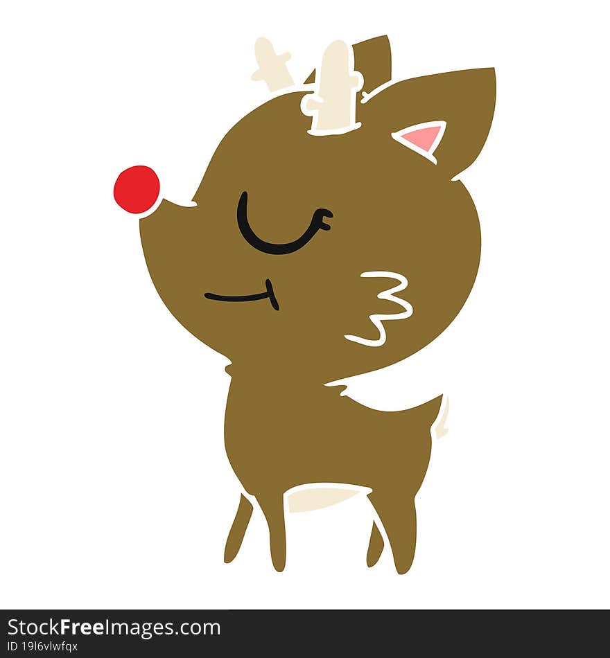 freehand drawn cartoon of cute red nosed reindeer