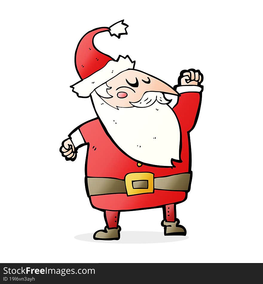 cartoon santa claus punching air