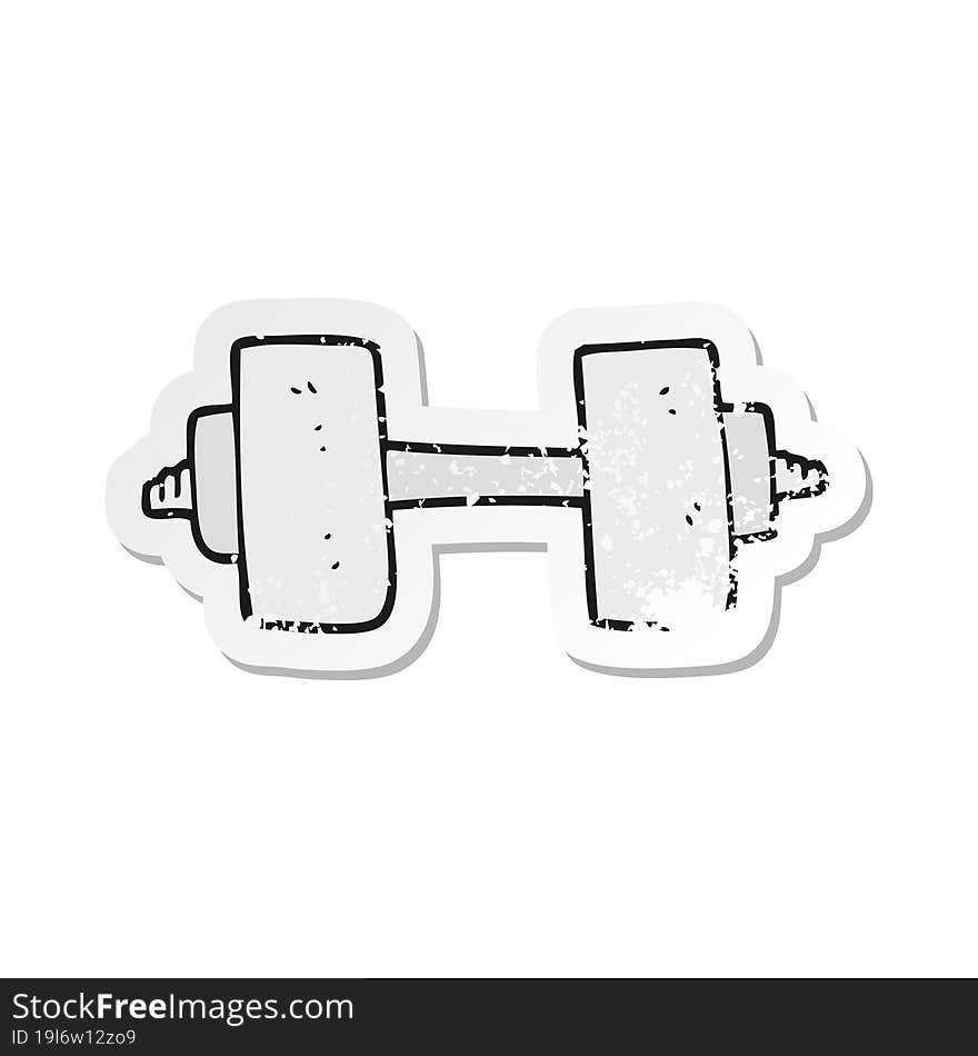 retro distressed sticker of a cartoon dumbbell