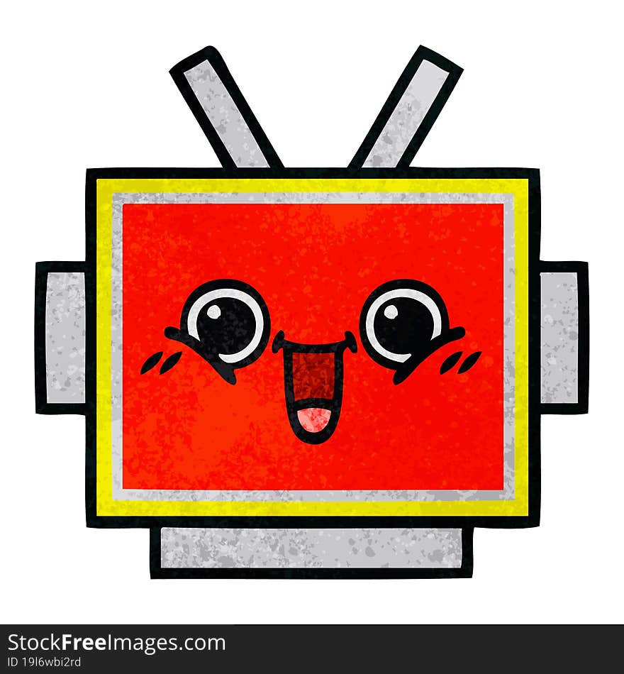 retro grunge texture cartoon robot head