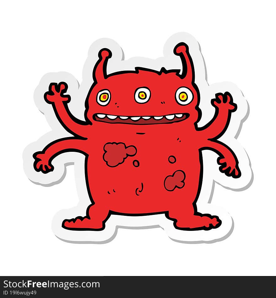 Sticker Of A Cartoon Alien Monster