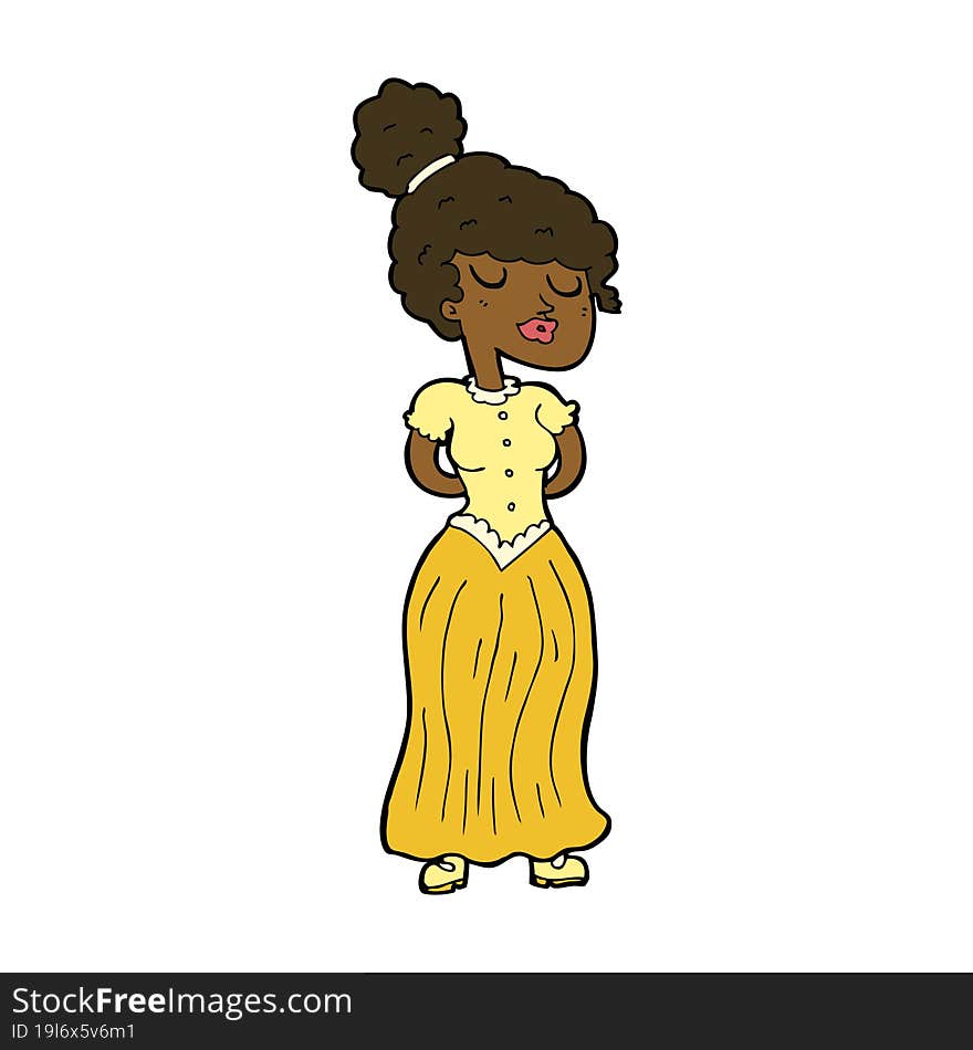 cartoon pretty victorian woman